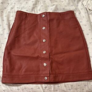 Topshop Button-Front Mini Skirt - Rust